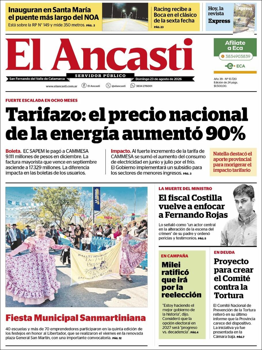Media Panel - Developments and Systems | RADIO ZOOM ARENAZA - Tapa del diario Ancasti
